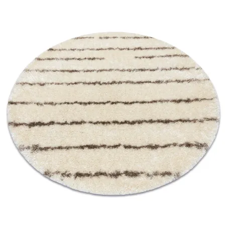 Tappeto shaggy FLUFFY 2371 cerchio strisce crema e beige per la casa