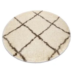 Tappeto FLUFFY 2373 cerchio shaggy traliccio - crema / beige