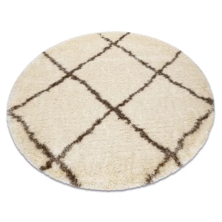 Tappeto FLUFFY 2373 circolare shaggy in crema e beige, perfetto per il soggiorno