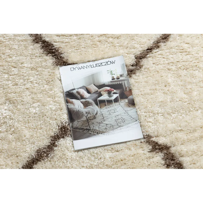 Tappeto FLUFFY 2373 con motivo a quadri, circolare, per interni eleganti