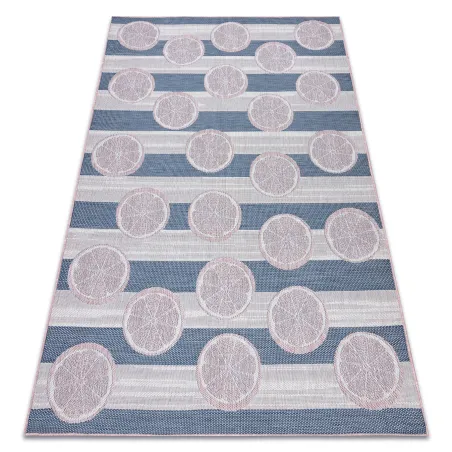 Tappeto SIZAL SION in ecru, rosa e blu, tessuto piatto