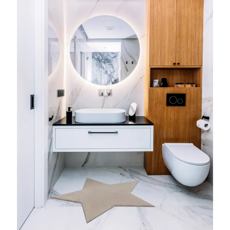 Tappeto SHAPE 3148 Shaggy Stella in beige, perfetto per ogni ambiente