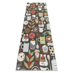 Tappeto lavabile ANDRE 1297 Mug, caffè, per la cucina, antiscivolo - marrone