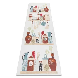 Tappeto lavabile ANDRE 1299 Piatti, per la cucina, antiscivolo - beige