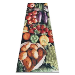 Tappeto lavabile ANDRE 1711 Frutta e verdura, per la cucina, antiscivolo - verde