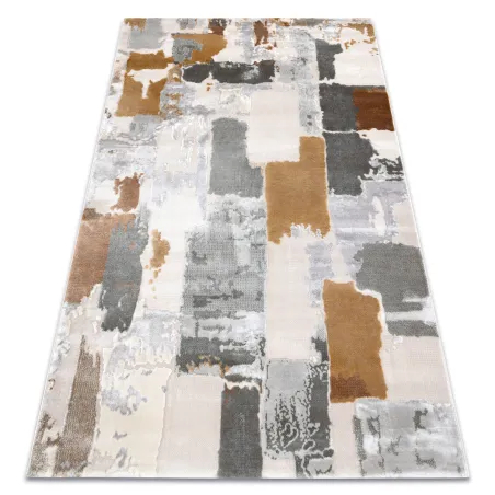 Tappeto acrilico grigio-giallo con astrazione, stile moderno