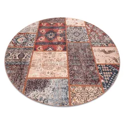 ANTIKA Tappeto ancient rust cerchio, patchwork moderno, greco lavabile - terracotta