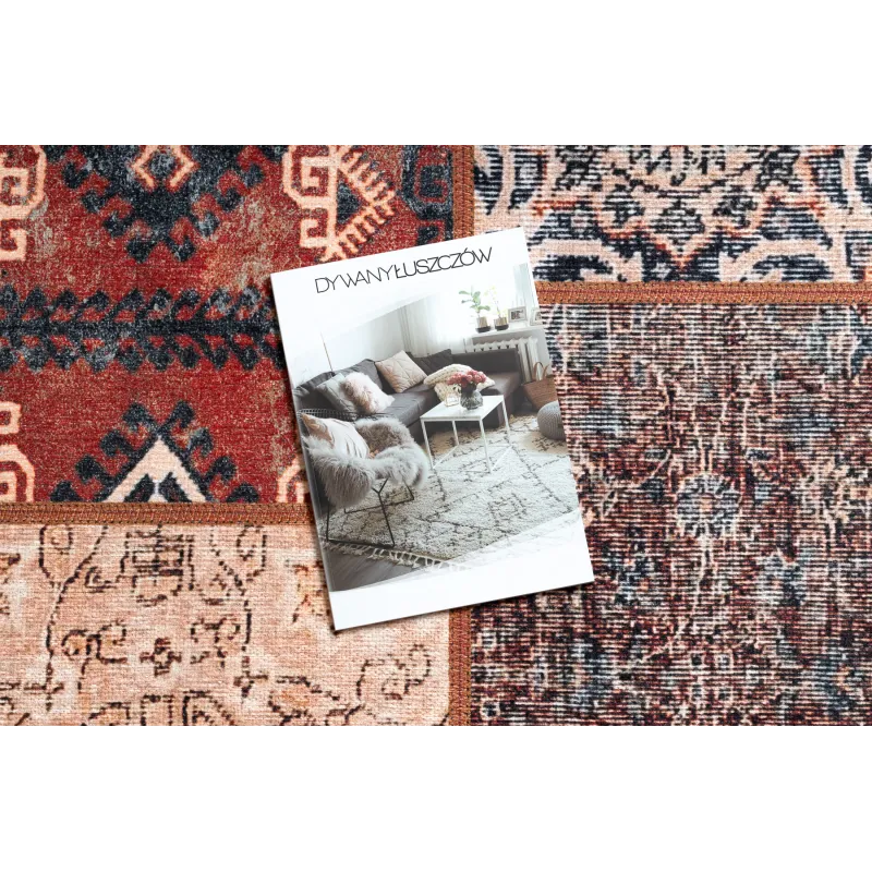 Tappeto moderno ANTIKA ruggine antica, patchwork elegante, lavabile