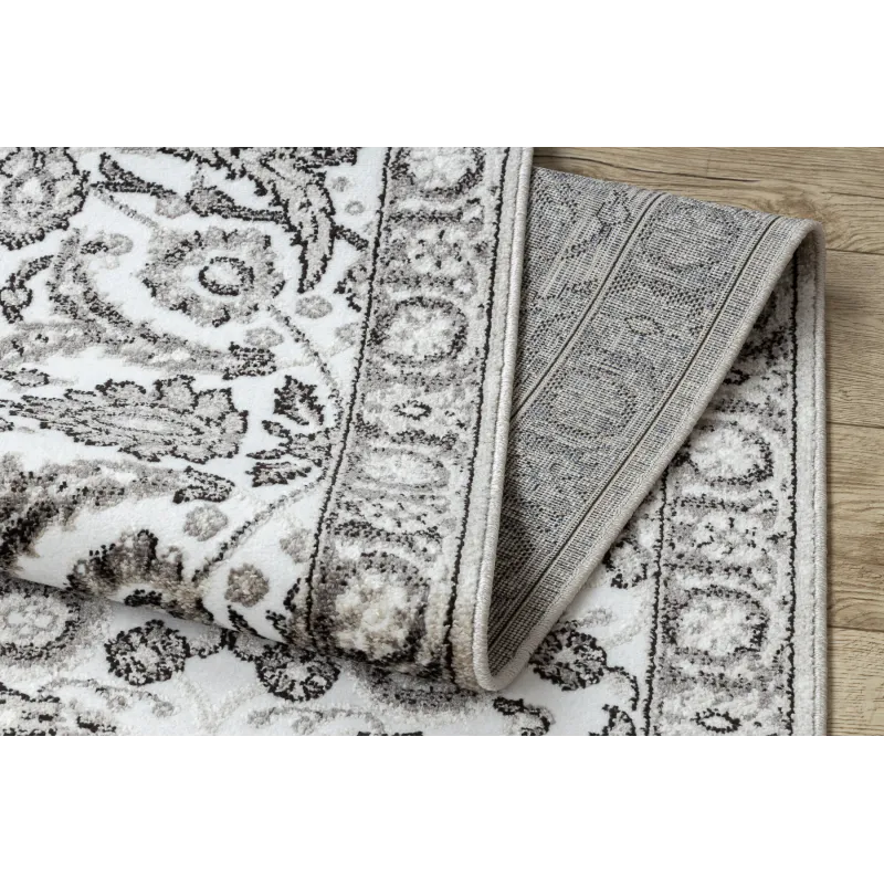 Tappeto di alta qualità con design strutturale grigio e beige, resistente
