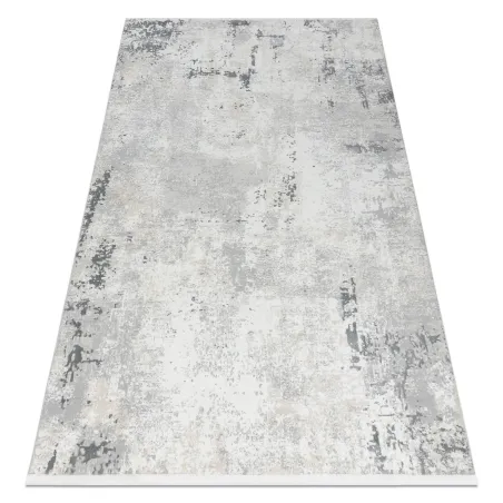 Tappeto moderno DUKE 51378 panna e grigio, molto morbido, con frange