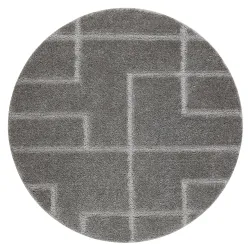 Tappeto da bagno SUPREME rotondo LINES righe, antiscivolo, morbido - grigio