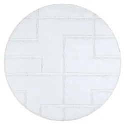 Tappeto da bagno SUPREME rotondo LINES righe, antiscivolo, morbido - bianco