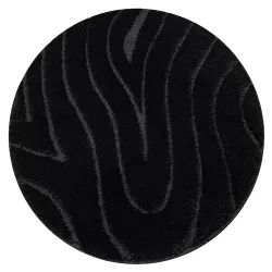 Tappeto da bagno SUPREME rotondo WAVES onde, antiscivolo, morbido - nero