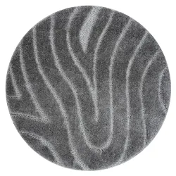 Tappeto da bagno SUPREME rotondo WAVES onde, antiscivolo, morbido - grigio