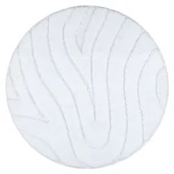 Tappeto da bagno SUPREME rotondo WAVES onde, antiscivolo, morbido - bianco