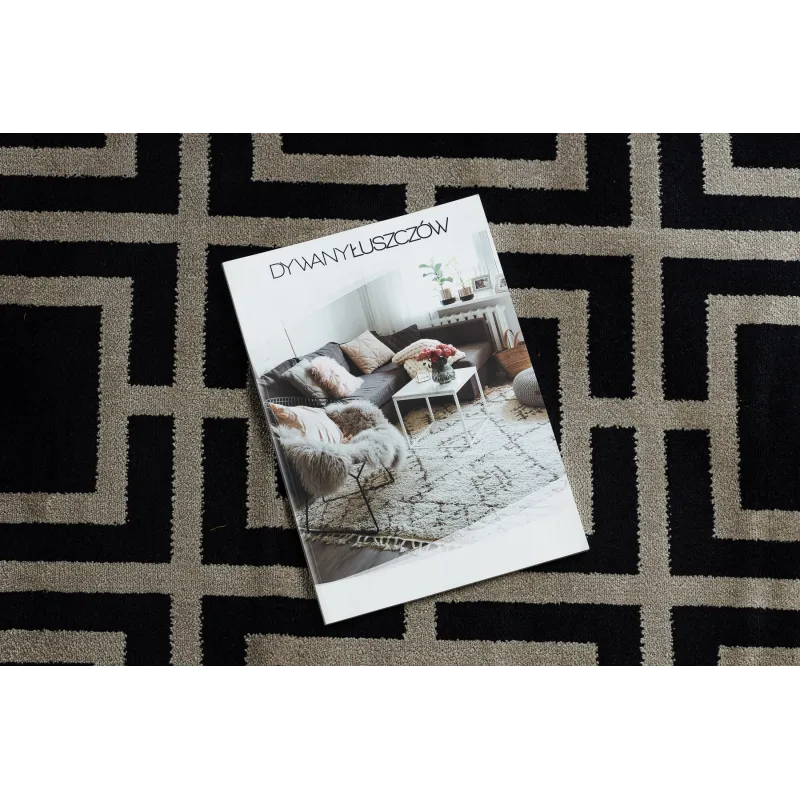 Dywan AMOUR 53078B czarny - Geometryczny, linie nowoczesny, elegancki