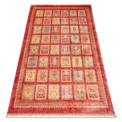 Tappeto HERIZ A0985A Orientale, cornice bordeaux - in seta di bambù, esclusivo, elegante