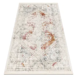 Tappeto DISTIN 0100B rosa / cipria / bianco moderno - Ornamento, vintage, frange