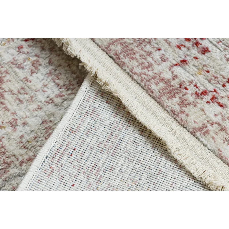 Dywan DISTIN 0828A różowy / pudrowy / biały nowoczesny - Abstrakcja, vintage, frędzle