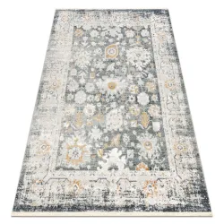 Tappeto DISTIN 0835A grigio / grigio chiaro / bianco moderno - Ornamento, cornice, vintage, frange