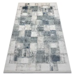 Tappeto DISTIN 0143A blu navy / blu / bianco moderno - Geometrico, Vintage, Frange