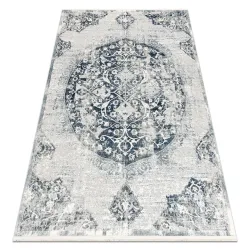 Tappeto DISTIN 0820A blu navy / blu / bianco moderno - Ornamentale, Vintage, Frange