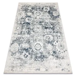 Tappeto DISTIN 0822A blu navy / blu / bianco moderno - Rosone, Vintage, Frange