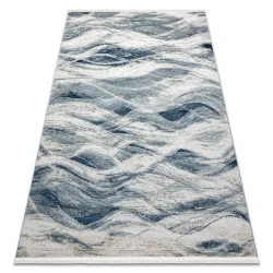 Tappeto DISTIN 0849A blu scuro / blu / bianco moderno - Onde, vintage, frange