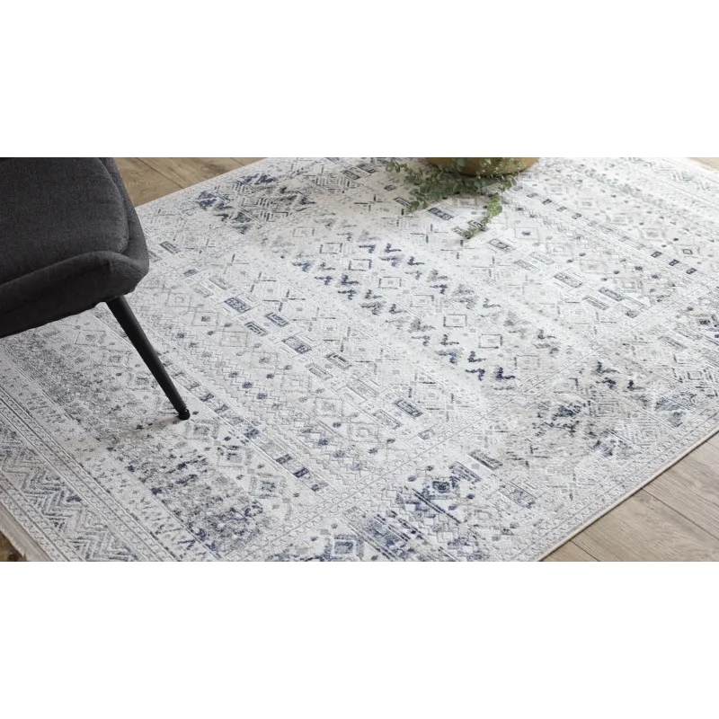 Dywan DISTIN 0833A granatowy / niebieski / biały nowoczesny - Boho, vintage, frędzle