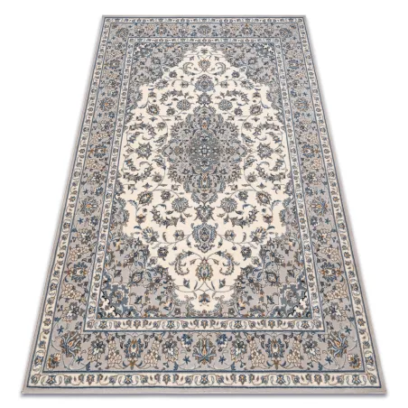 Tappeto NAIN Ornamento in beige e blu, perfetto per arredare con stile