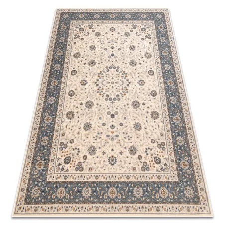 Tappeto in lana NAIN Ornamento, beige e blu, complemento d'arredo elegante