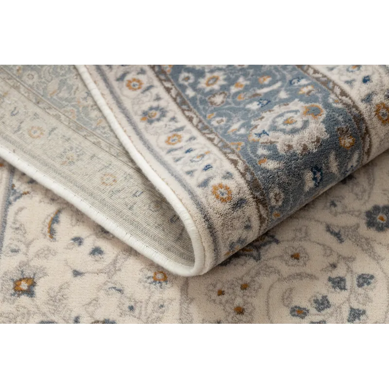 Tappeto NAIN Ornamento, beige e blu, perfetto per giardino o terrazza
