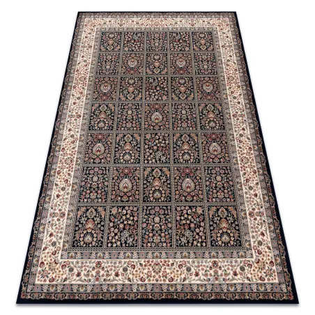 Tappeto NAIN in blu scuro e beige con fiori, adatto per il soggiorno
