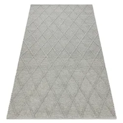 Tappeto in lana TAHAR 99001G grigio - TESSUTO A MANO anello, Rombi, boho