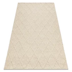 Tappeto in lana TAHAR 99001B crema - TESSUTO A MANO anello, Rombi, boho