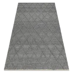 Tappeto in lana TAHAR 99001K antracite - TESSUTO A MANO anello, Rombi, boho