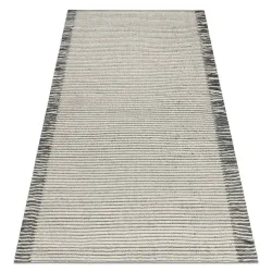 Tappeto in lana TAHAR 99003F crema / grigio - TESSUTO A MANO Righe, frange