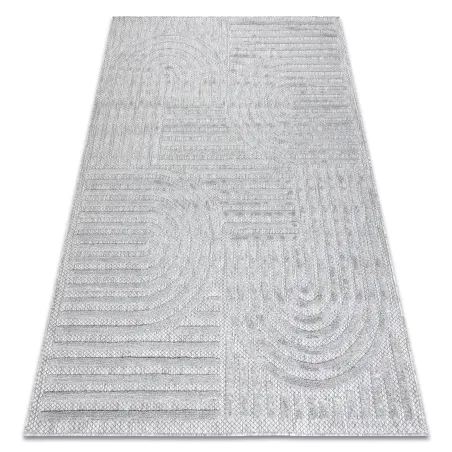 Tappeto SANTO in tessuto sisal geometrico grigio, adatto per interni eleganti