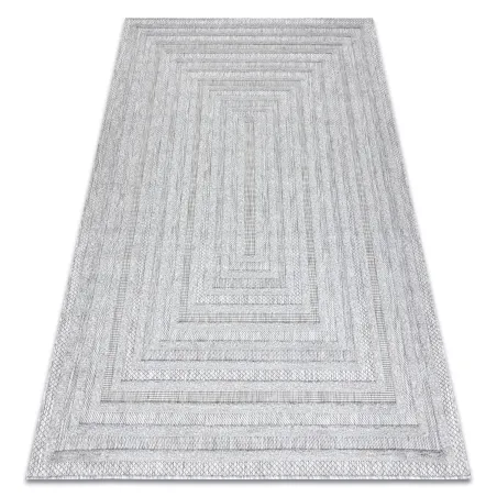 Tappeto SANTO in sisal geometrico grigio, adatto per ambienti eleganti