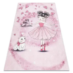 Tappeto lavabile BAMBINO 2185 Ballerina, gattino per bambini antiscivolo rosa - PRODOTTO DI SECONDO GRADO