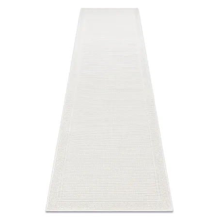 Tappeto TIMO 5979 in sisal con telaio bianco, ideale per esterni
