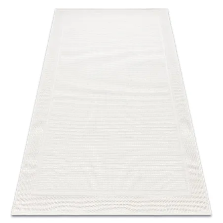 Tappeto TIMO 5979 in sisal con bordo bianco, adatto per esterni