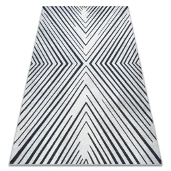 Tappeto lavabile ANDRE 2381 Strisce, geometrico antiscivolo grigio / nero - PRODOTTO DI SECONDO GRADO