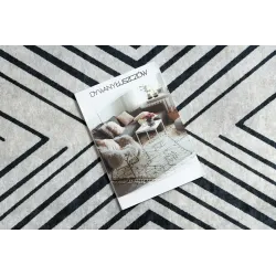 Tappeto grigio ANDRE 2381 con strisce geometriche, perfetto per interni moderni