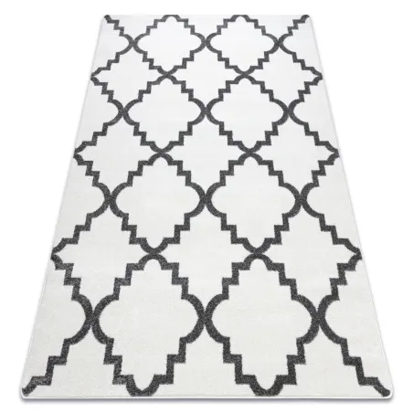 Tappeto SKETCH in crema con motivo trellis grigio marocchino