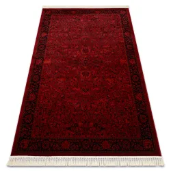 Tappeto ORIENT 5125 bordeaux / nero Cornice, classico, ornamento, con frange
