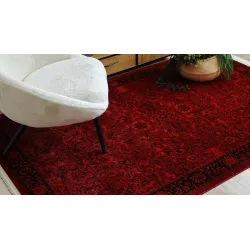 Dywan ORIENT 5125 bordo / czarny Ramka, klasyczny, ornament, z frędzlami 