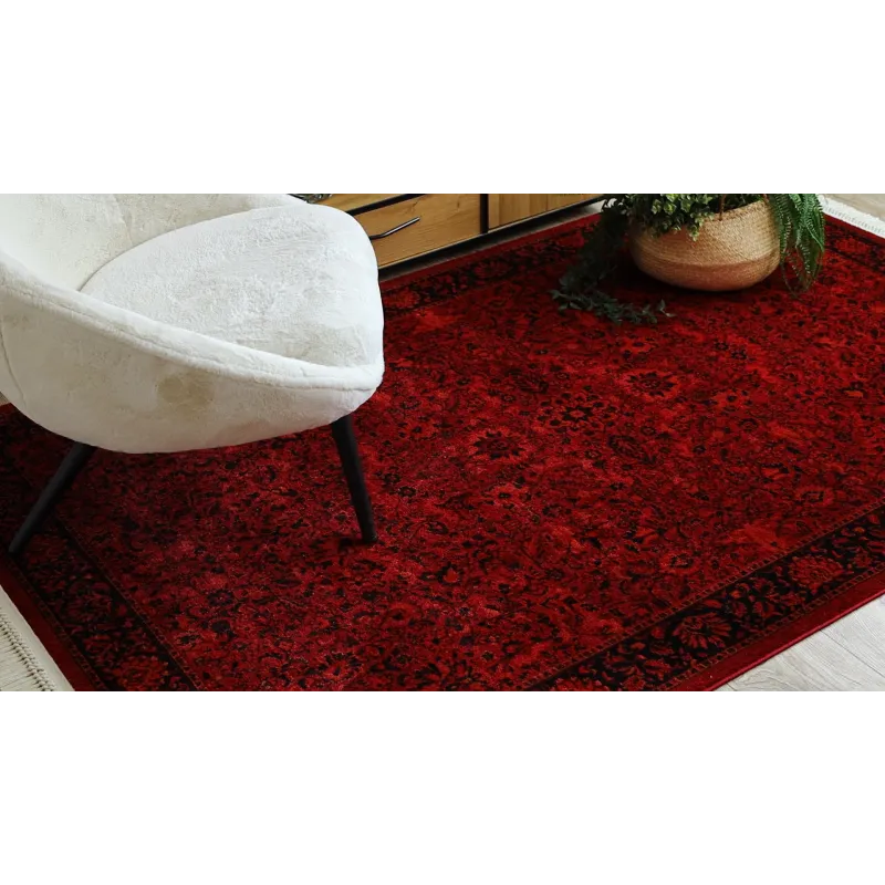 Dywan ORIENT 5125 bordo / czarny Ramka, klasyczny, ornament, z frędzlami 