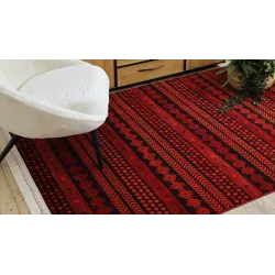 Dywan ORIENT 5132 bordo / czarny Orientalny, z frędzlami 