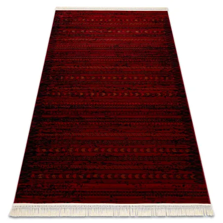 Dywan ORIENT 5820 bordo / czarny Orientalny, pasy z frędzlami 